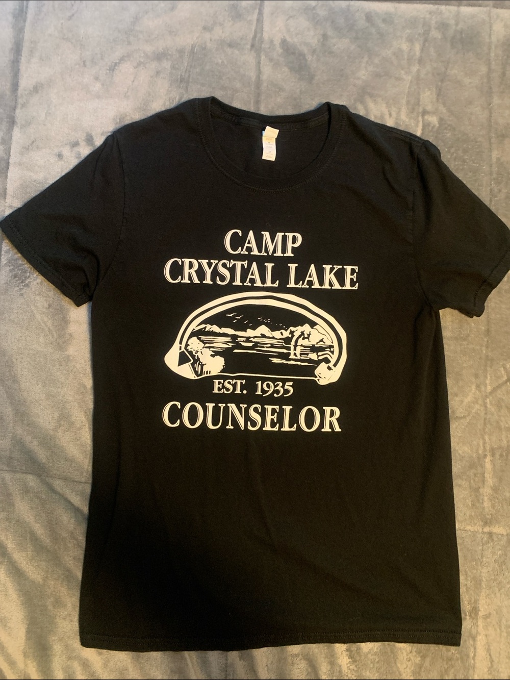 Fruit of the Loom Black Camp Crystal Lake Counselor Graphic Tee